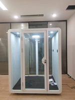 Cabine insonorisée pour batterie de conception industrielle à vendre, avec construction en métal et verre trempé, pour l'acoustique de la maison et des salles de conférence
