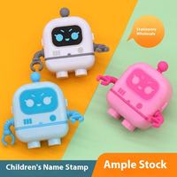 Sello Personalizado con Nombre de Robot para Niños, Sello Automático Fotosensible, Impresión Digital Multicolor, Papelería Escolar Bonita