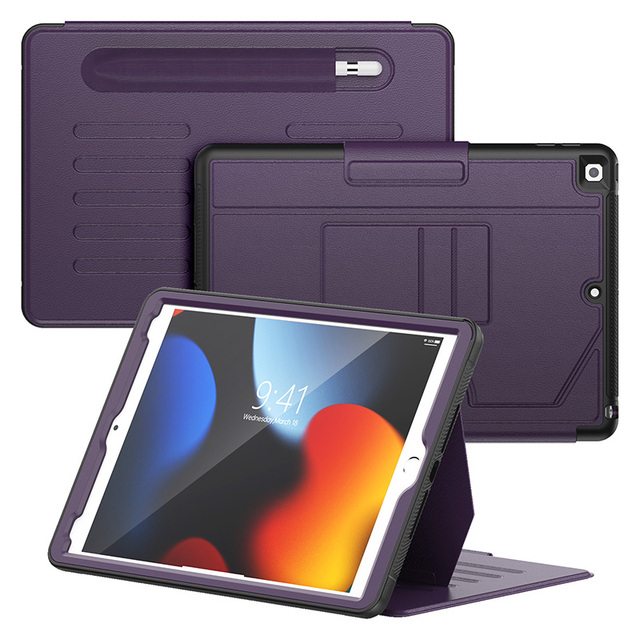 PU Leather Business Folio Tablet Cover for iPad 7th 8th 9th Gen 10.2 Inch Shockproof Magnetic Flip Adjust Bracket Case