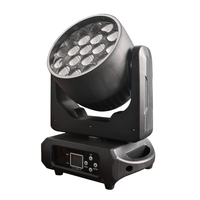 Mini Lyre de Scène 19x15 Moving Head 19x15W RGBW 4-en-1 LED Wash Zoom avec Effets Halo, Bande Lumineuse et Anneau Circulaire