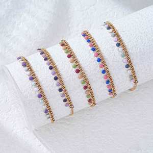 กำไลข้อมือแบบมีเสน่ห์ ขายส่ง กำไลข้อมือลูกปัดหลากสีสั่งทำได้ วัสดุสแตนเลส 316L ชุบทอง 18K PVD - Product Image 1