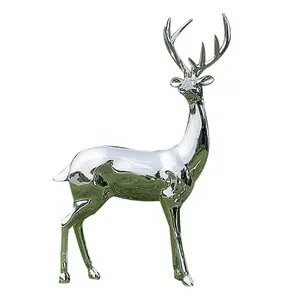 花园现代金属艺术不锈钢鹿雕像户外动物雕塑抽象雕塑