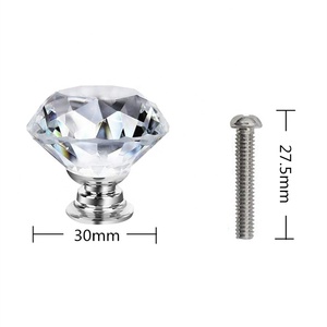 Hardware Furniture Diamond clear <strong>Crystal</strong> Glass Pull Handle Drawer Cabinet <strong>Knobs</strong> JK - Product Image 3