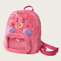 Sac à dos en peluche motif animal de dessin animé avec fenêtre transparente, sac tendance pour événements et concerts