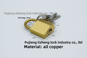 Petit <span class=keywords><strong>cadenas</strong></span> de 20 mm, type C, étanche, antirouille, pour bagages, bureau, papeterie, fabricant de cuivre Pujiang, personnalisation - Product Image 4