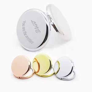 Miroir cosmétique rond portable, mini miroir de maquillage double face grossissant 1X 2X, miroir de poche pour mariage, cadeau promotionnel - Product Image 1