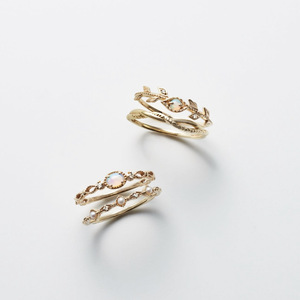 Nouvelle Arrivée Bague pour Femme en Opale Naturelle d'Australie Plaqué Or Style Japonais Vigne Luxe Léger - Product Image 5