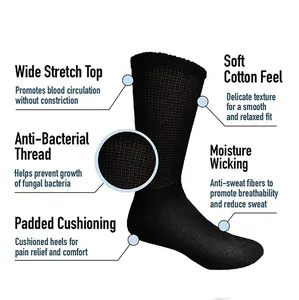 Unisex Cómodo Neuropatía Bambú Diabetes Calcetines Terry Circulador Diabéticos Calcetines Bombas Calcetines