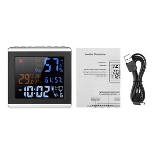 Horloge de bureau numérique électronique LCD d'intérieur <span class=keywords><strong>avec</strong></span> <span class=keywords><strong>station</strong></span> météo, rétroéclairage, température maximale/miminale, hygromètre pour la maison, le bureau, le salon - Product Image 6