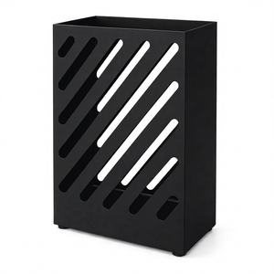 Porte-parapluie moderne en métal noir, capacité unilatérale, autoportant, décoration d'intérieur, 16,1x11x4,7 pouces - Product Image 1