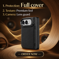 Étui de protection antichute magnétique en cuir et tissu technique PC avec support d'objectif métallique pour iPhone 18 Fold