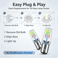 Ampoule LED pour voiture 3030-32SMD, 6000K, blanc, rouge, jaune, transparent, pour feux de freinage, de recul et de stop, 12V