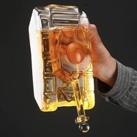 Carafe en verre en forme de réservoir de 500 ml, fabriquée à la main, pour brandy et whisky, avec couvercle à clip
