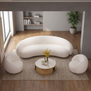 Sofá Seccional Inflable de Tela Ts, Sofá Ovalado Convertible y Extensible, Moderno, de Tres Plazas, para Apartamento, Sala de Estar, Terciopelo - Product Image 3