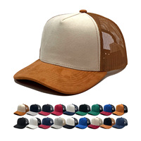 Gorras Trucker de 5 Paneles Personalizadas al por Mayor, Gorras de Béisbol Negras de Alta Calidad con Cierre a Presión, Gorras Personalizadas con Logotipo Bordado