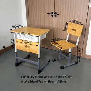 Ensemble bureau et chaise pour étudiants, réglable en hauteur, en bambou, pour écoles primaires/secondaires, approuvé par les appels d'offres du gouvernement philippin - Product Image 3