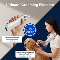 Sèche-collier mains libres pour animaux de compagnie, ioniseur intelligent, souffleur de poils pour chien, silencieux, 3 vitesses, faible bruit, sèche-cheveux professionnel pour chien et chat