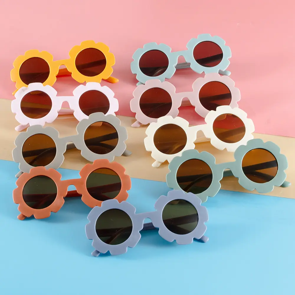 Lunettes de soleil pour enfants Voyage classique Protection solaire UV Lunettes de soleil Fleur mignonne Lunettes décoratives pour bébés