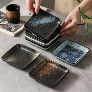 Plato Cuadrado de Cerámica para Sushi y Dumplings al Estilo Japonés, Juego de Vajilla para Sushi, Plato Pequeño para Salsa de Soya para Restaurante - Product Image 1