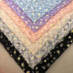 Popular moda plisada arruga plisada volante tul Margarita flor encaje tela para tutú vestido falda - Product Image 3