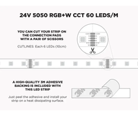 Bande lumineuse LED SMD 5050 12v 24v 30leds/M 60leds/M Multicolore 5 en 1 RGBCCT RGBCW RGBWW