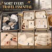 Ensemble de 7 cubes de rangement de voyage personnalisés OEM avec panneaux en maille et pochettes pour accessoires, pour organiser les vêtements dans les bagages
