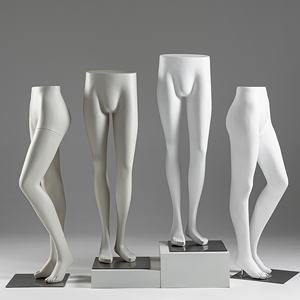 Mannequin de jambe féminin en fibre de verre pour pantalon, blanc, avec support pour l'affichage des pantalons, en position debout - Product Image 2