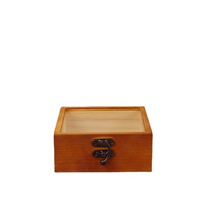 Caja de madera cuadrada con tapa de cristal para joyería, relojes, gafas, embalaje de regalo, hecha a mano, personalizada - Product Image 2