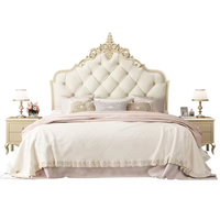Lit double doré princesse romantique de luxe à la française mariage lit King Size commode ensembles de chambre cadre en bois avec lit rembourré
