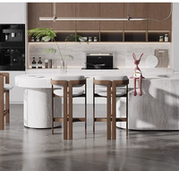 Tabouret de bar en frêne blanc américain massif, style néo-chinois du milieu du siècle, hauteur de comptoir, pour îlot de cuisine et bar à domicile