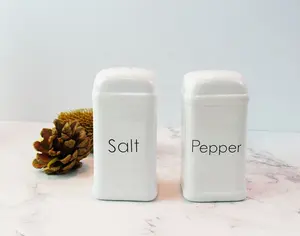 Dolomite conjunto de sal e pimenta para mesa, conjunto de sal e pimenta garrafa de cerâmica sal pimenta coqueteleira sal tempero com logotipo personalizado