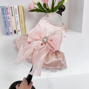 Robe tutu pour <span class=keywords><strong>chien</strong></span> Qbellpet pour petits chiens et chats, tenue en tulle rose princesse, nœud, respirante, costume de fête pour animaux de compagnie, robe de mariage pour animaux de compagnie - Product Image 6