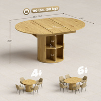 Table à manger moderne extensible avec feuilles amovibles et portes coulissantes en panneaux de particules, 6 places