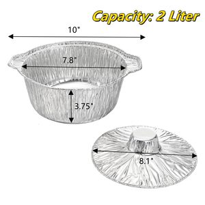 Pots et casseroles jetables en aluminium rond avec couvercle - Product Image 2