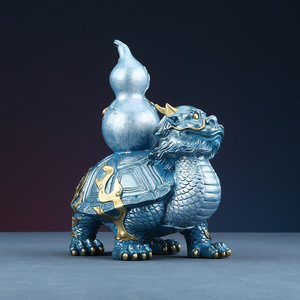 Décoration Feng Shui en laiton en forme de tortue dragon, cadeau pour la maison ou le bureau - Product Image 2