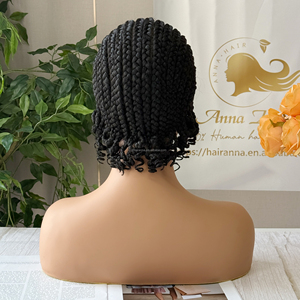Parrucche Bob Intrecciate in Pizzo Corto <span class=keywords><strong>con</strong></span> Capelli Sintetici, <span class=keywords><strong>Parrucca</strong></span> Intrecciata in Pizzo <span class=keywords><strong>con</strong></span> Baby Hair, Trecce Fatte a Mano Senza Nodi per Donne di Colore - Product Image 2