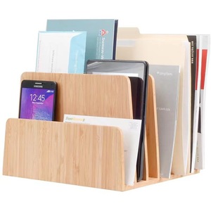 Organisateur de bureau en bambou, dossier de rangement de documents multi-pages 25,4x22,5x18 cm, style minimaliste pour bureau - Product Image 3