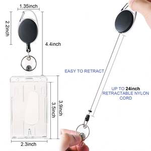 Porte-badge rétractable bidirectionnel avec logo couleur personnalisé, clip vertical/horizontal et pochette pour carte d'identité – Accessoire - Product Image 6