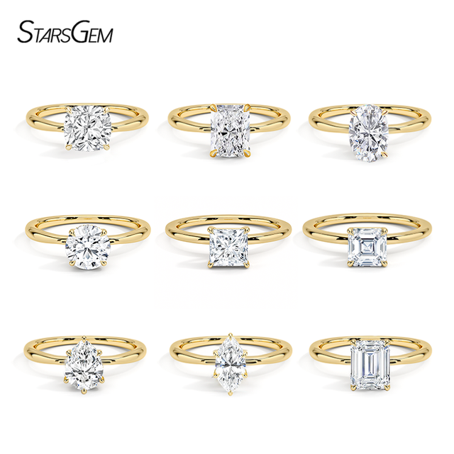 Fine Jewelry Certificated Diamond Ring PT950 Platinum Prong Setting Moissanite 18K 14K Gold Engagement Ring Bands Rings