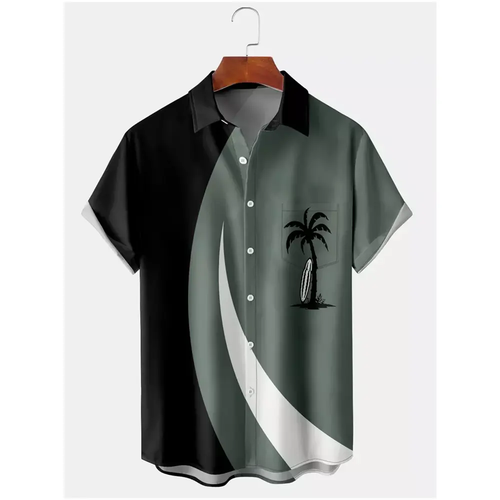 Factory Direct Sales Collar Button Slim Casual Lapel Polo Men summer Shirt Hawaiian custom logo design camisas t-shirt for men