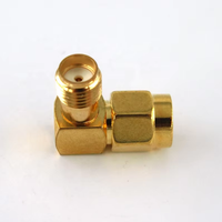 Adaptador de conector coaxial RF de ángulo recto DC-12.40GHz SMA macho a SMA hembra