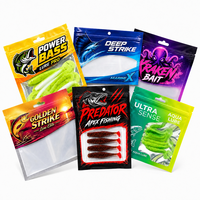 Bolsas de Embalaje Personalizadas de Plástico Suave para Señuelos de Pesca con Orificio Euro, Bolsas Resellables para Cebo de Gusano, para Embalaje Minorista de Swimbait
