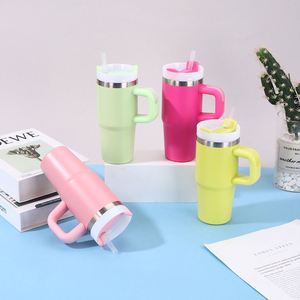 14oz Travel Tumbler Handle Car <b>Mug</b> Double Wall Insulated Stainless Steel Lid Straw Non-Slip Included - Product Image 1