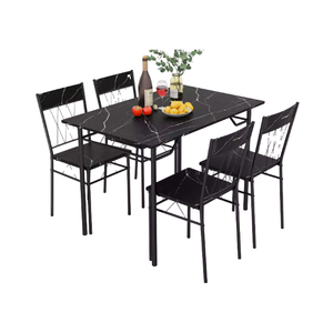 Wholesale <strong>Dining</strong> <strong>Table</strong> Set With 4 Chairs Metal Wooden <strong>MDF</strong> <strong>Dining</strong> Set for <strong>Dining</strong> Room - Product Image 1