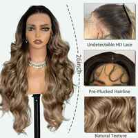 Perruques Lace Front en cheveux humains pré-épilées, longues, bouclées, ondulées lâches, couleur blonde, avec mèches, sans colle, en cheveux vierges Mink, fournisseur