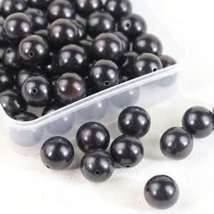 Cuentas redondas de madera de ébano de 12 mm para hacer joyas, manualidades DIY, estilo tradicional chino - Product Image 1