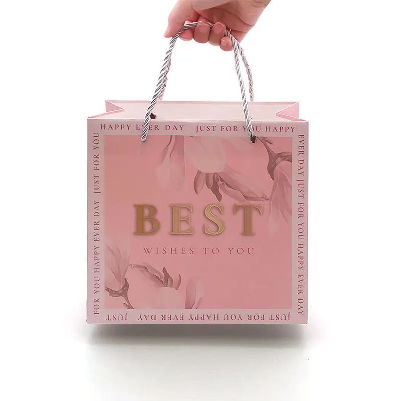 Customized Kraft foil stamping European handbag clothing gift retail shopping luxury paper bag