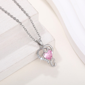 Collar con colgante de corazón rosa para mujer, joyería de moda, regalo para uso diario - Product Image 5