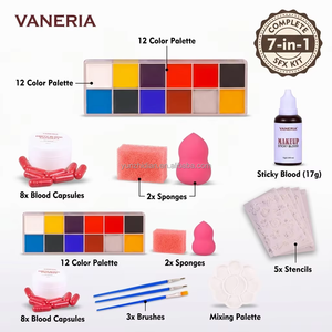 Kit de Maquillaje SFX Personalizado para Halloween, Pintura Corporal y Facial en Paleta con Cápsulas de Sangre y Plantillas para Maquillaje de Escenario y Fiestas - Product Image 3