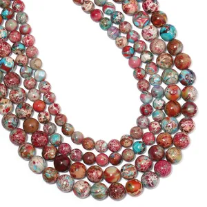 Cuentas Redondas de Jaspe Natural de Sedimento Marino, Color Rojo Imperial, Modelo F19217, para Fabricación de Joyería, Collar Hecho a Mano, 6/8mm, KUOYU - Product Image 5